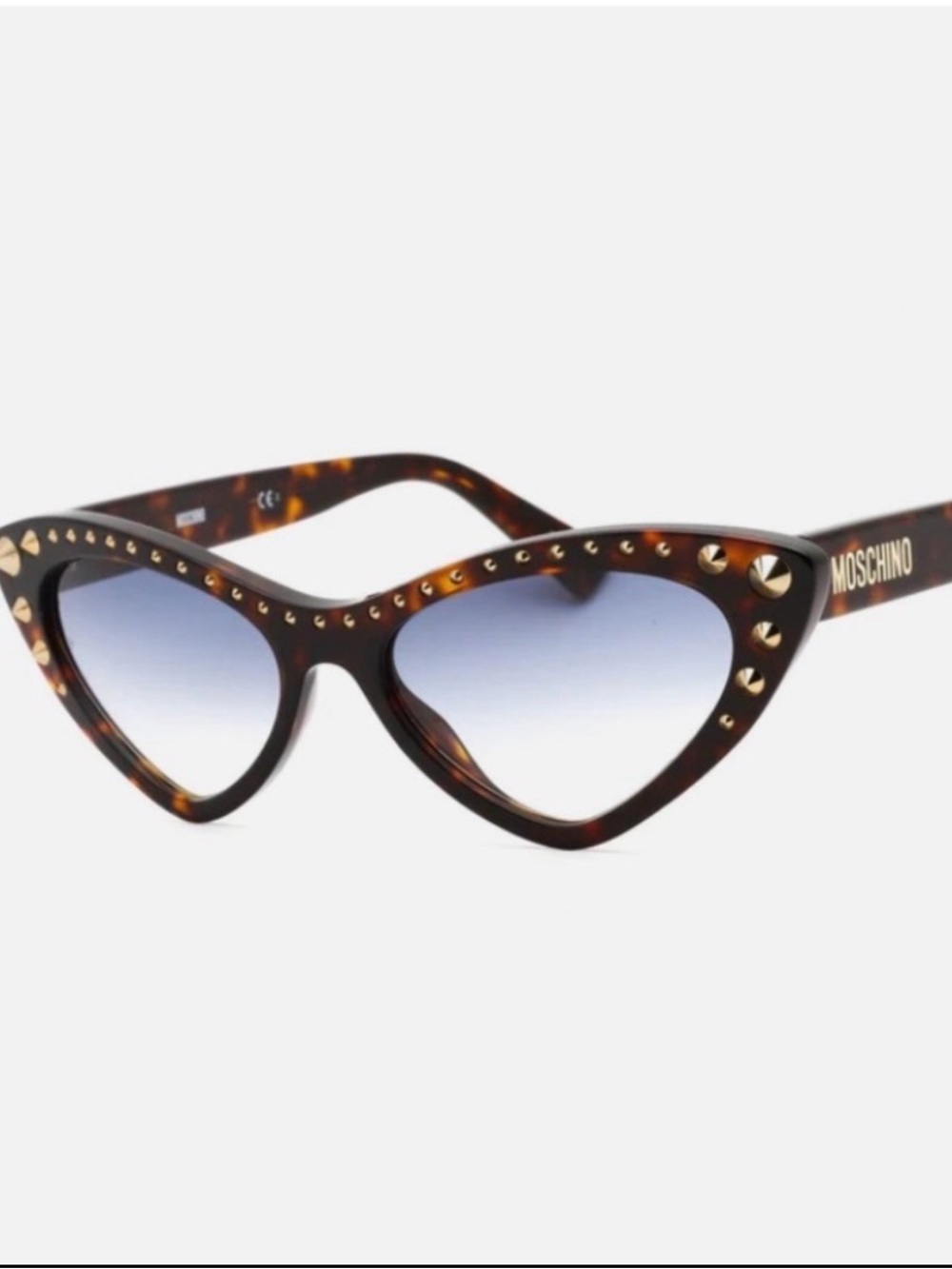 Moschino Tortoiseshell Cat-Eye Sunglasses with Gold Studs